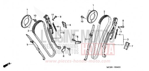 CHAINE A CAMES/TENDEUR XL650V2 de 2002